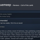 A Steam user reviews the game Cult of the Lamb.